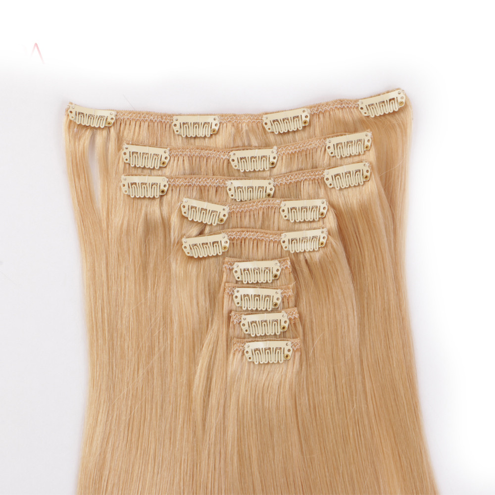 Clip in  hair extension Unprocessed 220g Remy Cheap Double Drawn 100% Human Hair Clip In Hair Extension HN223